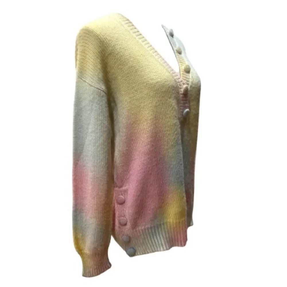 LoveShackFancy Naveen V-Neck Pullover Sweater in Fairy Tale Tie Dye Size XS